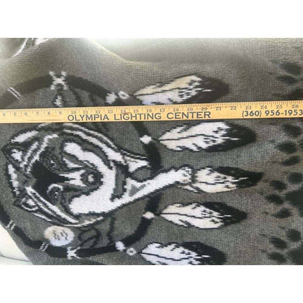 Vintage Wool Hoodie Graphic Full Zip Ecuador Sweater Men's L Native feathers - Picture 10 of 14